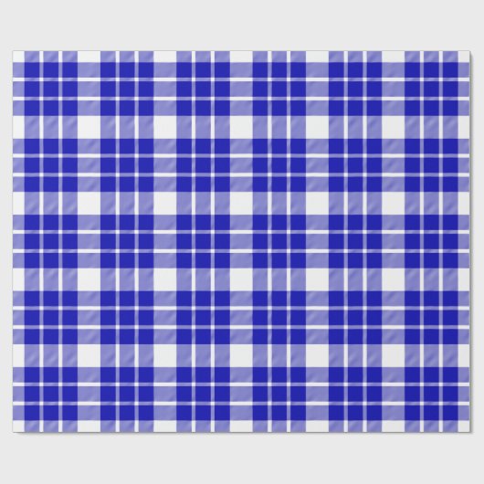 Papier Cadeau Royal Blue and White Plaid|Grand Motif| (Plat)