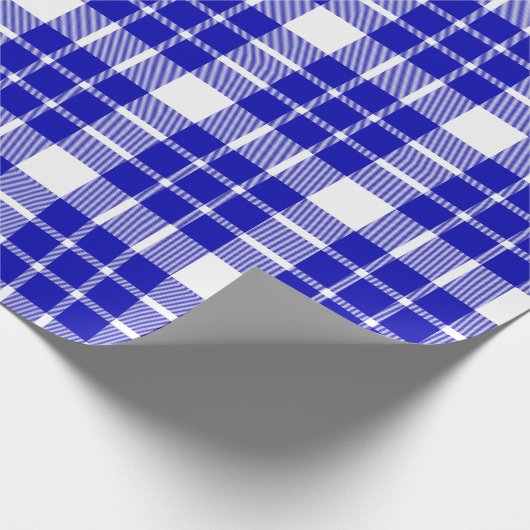 Papier Cadeau Royal Blue and White Plaid|Grand Motif| (Coin)