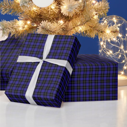 Papier Cadeau Royal Blue Black Plaid (Vacances)