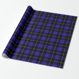 Papier Cadeau Royal Blue Black Plaid