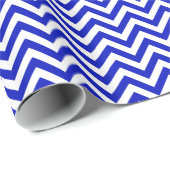 Papier Cadeau Royal Blue et Blanc Grand Chevron Motif V (Coin rond)