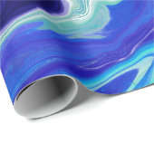 Papier Cadeau Royal Blue et Marbre blanc Waves Fluid Art (Coin rond)