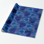 Papier Cadeau Royal Blue et Silver Floral<br><div class="desc">papier d'emballage vintage à aquarelle florale avec bleu royal et argent tendance.</div>