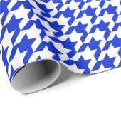 Papier Cadeau Royal Blue Houndstooth (Coin rond)