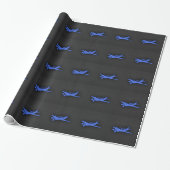 Papier Cadeau Royal Blue Small Plane (Déroulé)