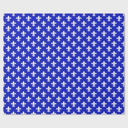 Papier Cadeau Royal Blue White Fleur de Lis Motif (Plat)