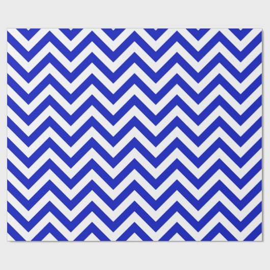 Papier Cadeau Royal Blue White XL Chevron ZigZag Motif (Plat)