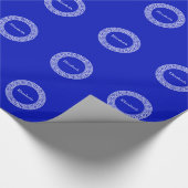 Papier Cadeau Royal Blue Wt Grèce clé cadre de ligne initiale Mo (Coin)