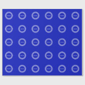 Papier Cadeau Royal Blue Wt Grèce clé cadre de ligne initiale Mo (Plat)
