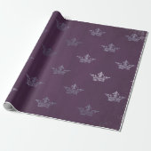 Papier Cadeau Royal Crown Princess Amethyst Purple Plum Grey (Déroulé)