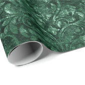 Papier Cadeau Royal Damask Brossé Velvet Deep Emerald Green (Coin rond)