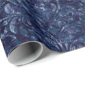 Papier Cadeau Royal Damask broyé Velvetc Emerald Blue Navy (Coin rond)