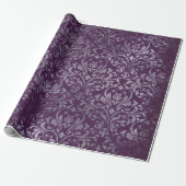 Papier Cadeau Royal Damask Distress Plum violet Plum Floral Gris (Déroulé)
