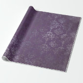 Papier Cadeau Royal Damask Distressed Plum violet Plum gris flor (Déroulé)