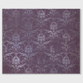 Papier Cadeau Royal Damask Grunge Purple Plum Floral Gris Bleu (Plat)