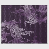 Papier Cadeau Royal Damask Métallurgique Purple Floral Drops Amé (Plat)