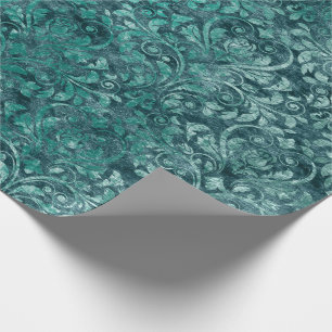 Papier Cadeau Royal Damask Velvet concassé bleu aquatique
