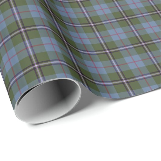 Papier Cadeau Royal Deeside Scotland Tartan bleu clair Plaid (Coin rond)