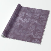 Papier Cadeau Royal Dragon Violet Script Purple Floral Grunge (Déroulé)
