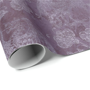 Papier Cadeau Royal Dragon Violet Script Purple Floral Grunge
