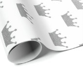 Papier Cadeau Royal Glam Silver Crown Princesse White Vip (Coin rond)