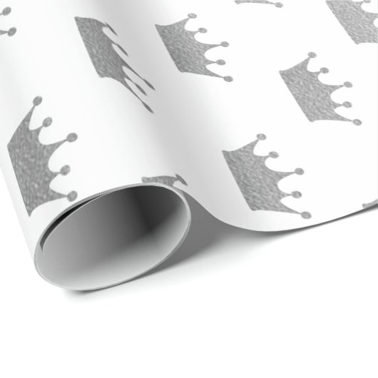 Papier Cadeau Royal Glam Silver Crown Princesse White Vip (Coin rond)