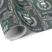 Papier Cadeau Royal Green & Silver King of the Dead Birthday (Coin rond)