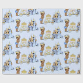 Papier Cadeau Royal Prince Castle Carriage Blue Gold Boy (Plat)