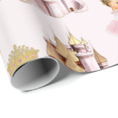 Papier Cadeau Royal Princess Castle Carriage Rose Gold Girl (Coin rond)