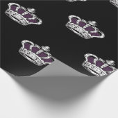 Papier Cadeau Royal Purple Crown Pattern on Bold Black Back (Coin)