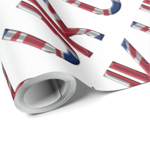 Papier Cadeau Royaume-Uni Initiales Union Jack Couleurs du drape