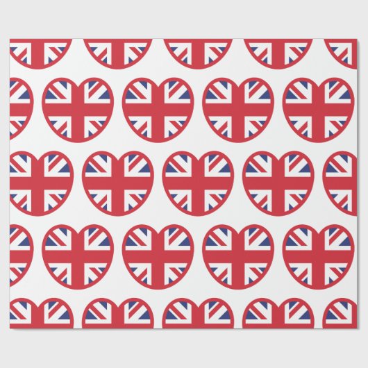 Papier Cadeau Royaume-Uni Union Jack Flag Heart (Plat)