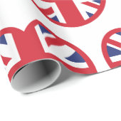 Papier Cadeau Royaume-Uni Union Jack Flag Heart (Coin rond)