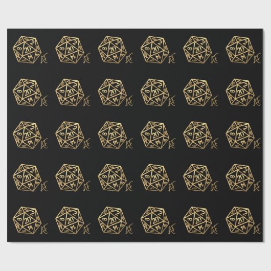Papier Cadeau RPG Crit AF | Gold Retro Tabletop Roleplayer Dice (Plat)
