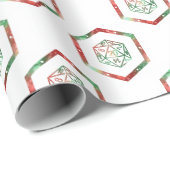 Papier Cadeau RPG Dice | Red and Green Tabletop PnP Role Player (Coin rond)