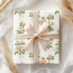 Papier Cadeau Ruban aquarelle rose pastel élégant