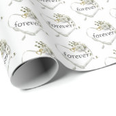 Papier Cadeau Ruban cardiaque mariage avec ivoire (Coin rond)