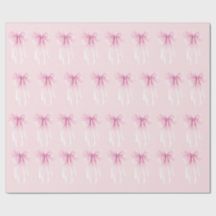 Papier Cadeau Ruban & Cœur à l'aquarelle Coquette