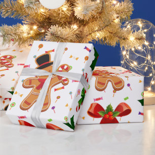 Papier Cadeau Ruban de bonbons de Noël au pain d'épice