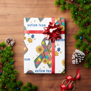 Papier Cadeau ruban de sensibilisation à l'autisme mignon pièce 