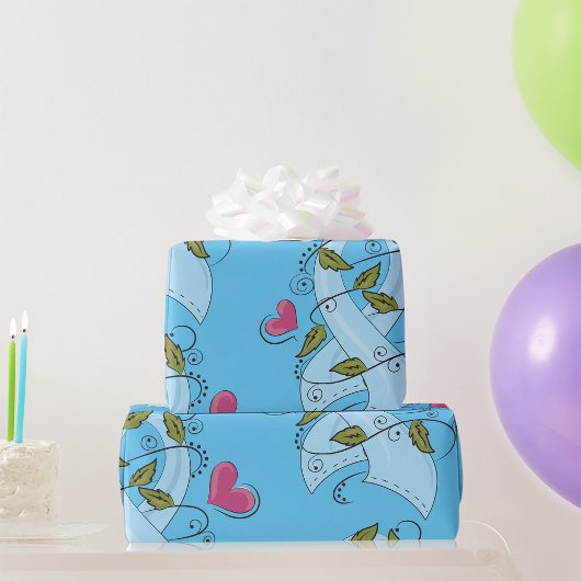 Papier Cadeau Ruban de sensibilisation bleu