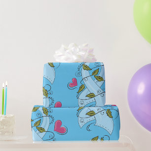 Papier Cadeau Ruban de sensibilisation bleu clair, soutien et es