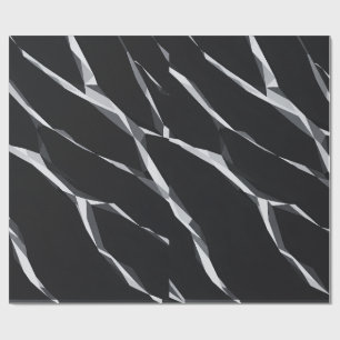 Papier Cadeau Ruban Liquide Moderne en Marbre Noir et Blanc Emba