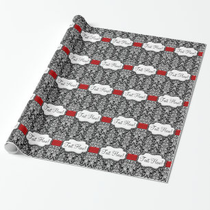 Papier Cadeau Ruban noir/blanc chic de rouge de damassé