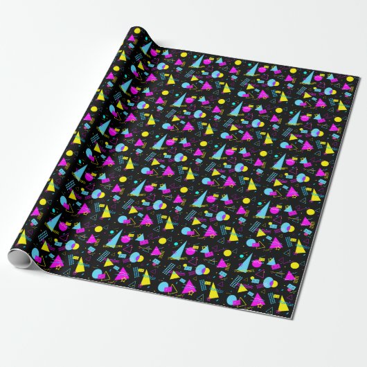 PAPIER CADEAU RUBAN RÉTRO FORMES COLORÉES (Déroulé)