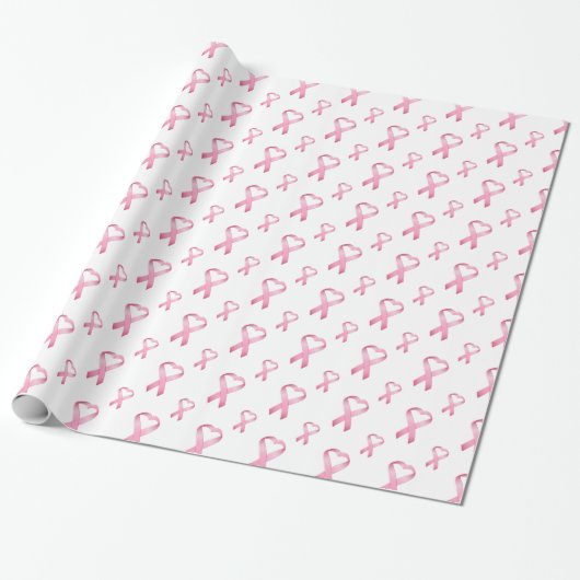 Papier Cadeau Ruban rose 2 de Cancer de coeur (Déroulé)