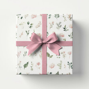 Papier Cadeau Ruban rose fantaisiste et ballerine à l'aquarelle 