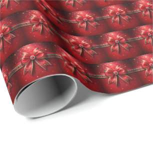 Papier Cadeau Ruban rouge avec perles et bijoux
