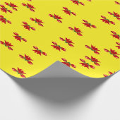 Papier Cadeau Ruban rouge de Noël jaune (Coin)