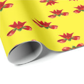 Papier Cadeau Ruban rouge de Noël jaune (Coin rond)